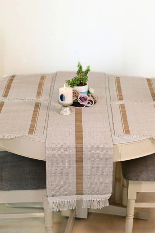 Kadam Haat "White" Handcrafted Madurkathi Runner