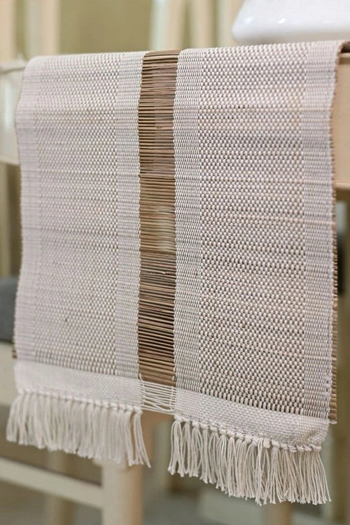 Kadam Haat "White" Handcrafted Madurkathi Runner