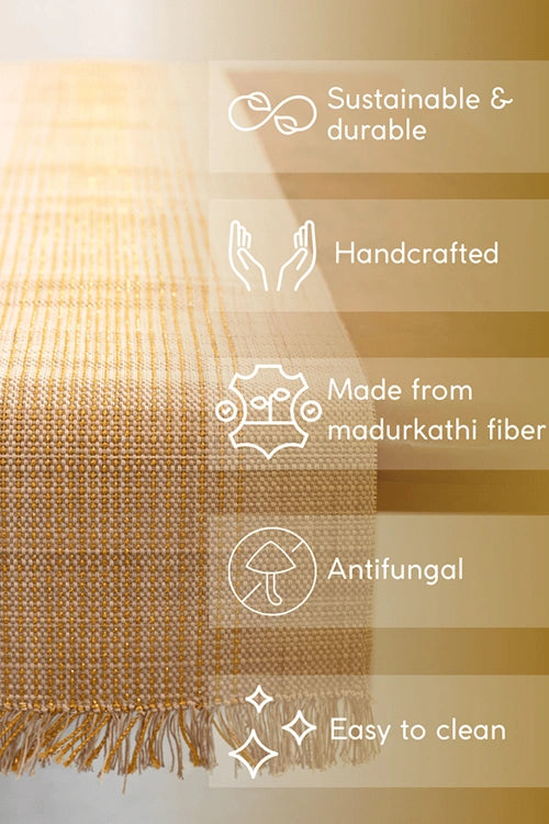 Kadam Haat "Grey" Handcrafted Madurkathi Runner