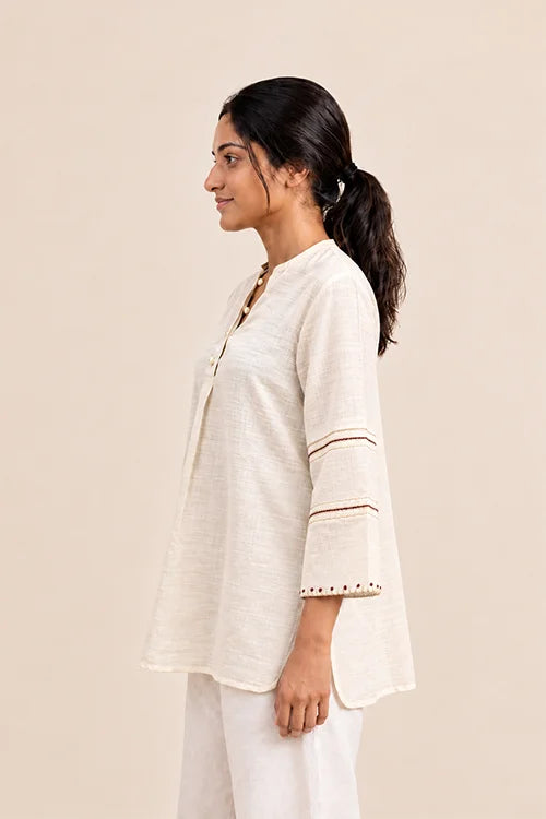 Moralfibre Cream Matka Silk Top