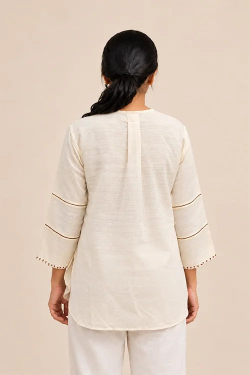 Moralfibre Cream Matka Silk Top