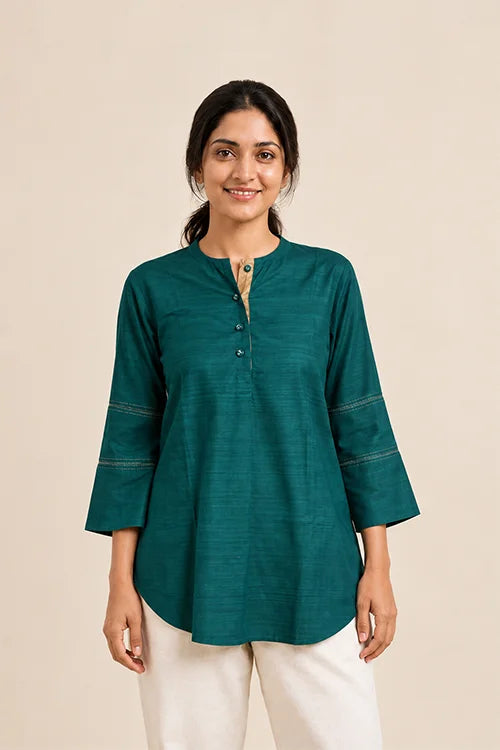 Moralfibre Green  Matka Silk Top