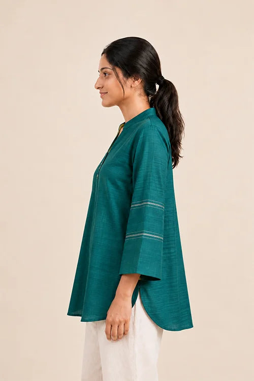 Moralfibre Green  Matka Silk Top