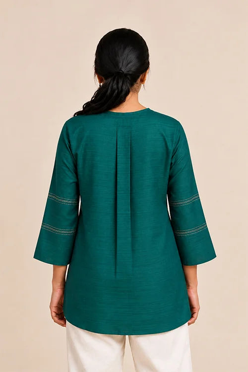 Moralfibre Green  Matka Silk Top
