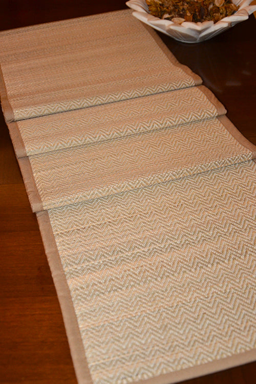Dharini Madurkathi Chevron Table Runner Fawn