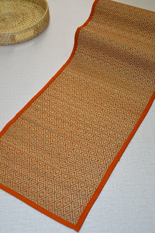 Dharini Madurkathi Diamond Table Runner Orange