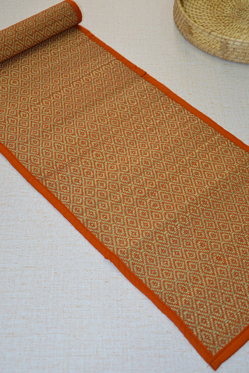 Dharini Madurkathi Diamond Table Runner Orange