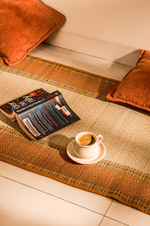 Dharini Madurkathi Floor Mat Mustard Natural (2Ft X5Ft)