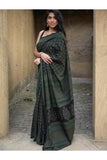 Exclusive Bagh Hand Block Printed Cotton Saree - Ornate Floral