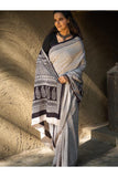 Exclusive Bagh Hand Block Printed Cotton Saree - Black Buds
