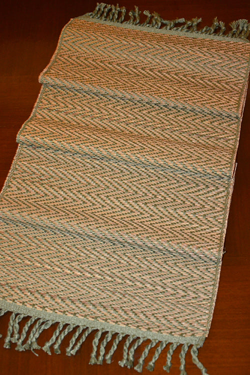 Dharini Madurkathi Tassels Chevron Table Runner Sage Green