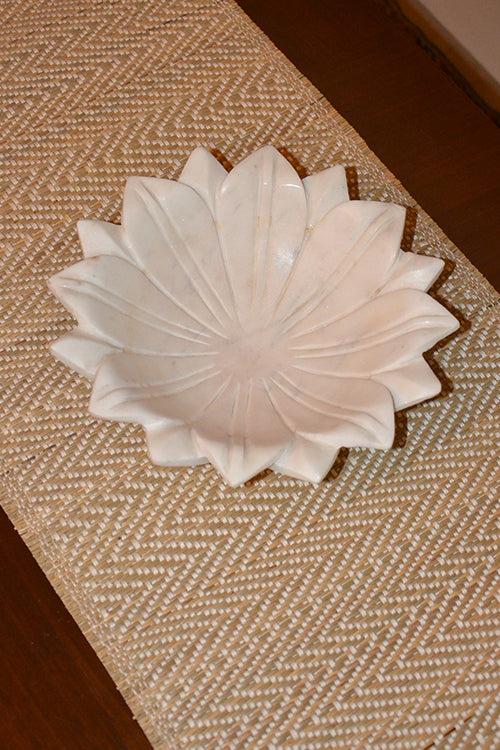 Dharini Madurkathi Tassels Chevron Table Runner Ivory