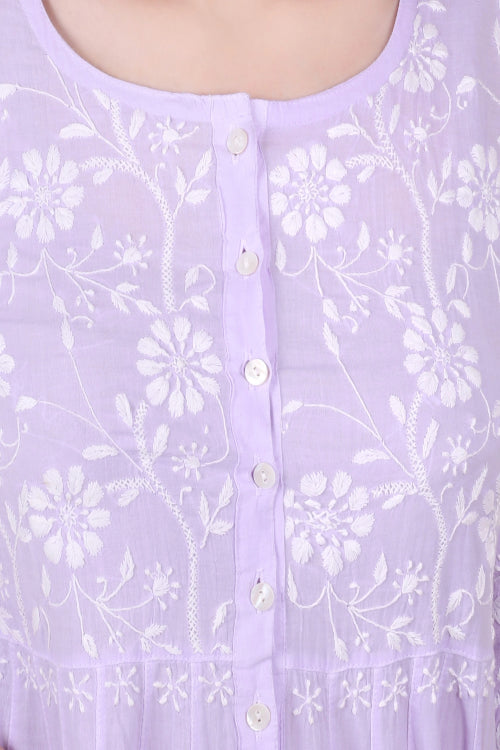 Shwet Women Purple Hand Embroidered Chikankari Shrug