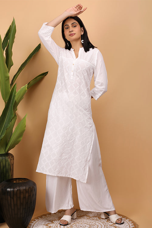 Shwet Women Cotton White Chikankari Kurta