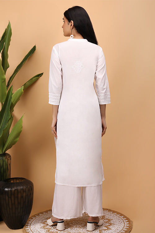 Shwet Women Cotton White Chikankari Kurta