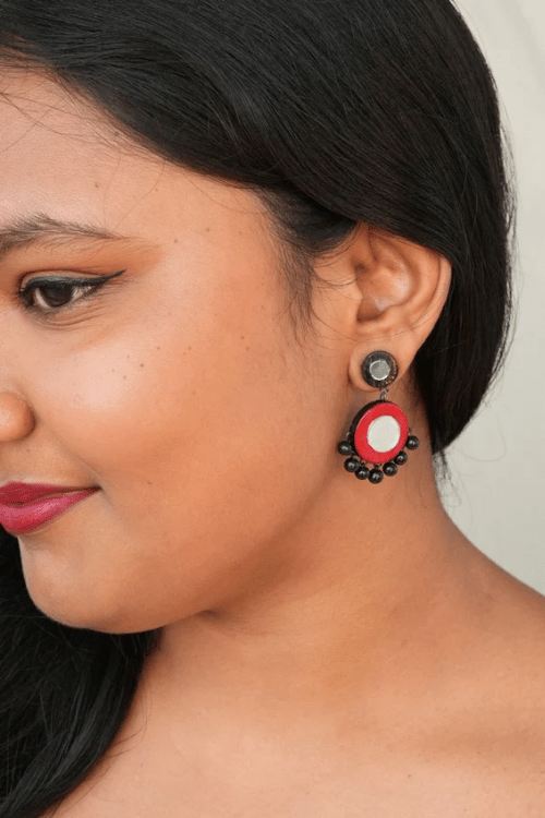 Mridah 'Taara' Handmade Mirror Work Terracotta Necklace Set