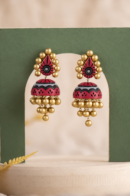 Mridah 'Noor' Handcrafted Terracotta Jhumka Earring
