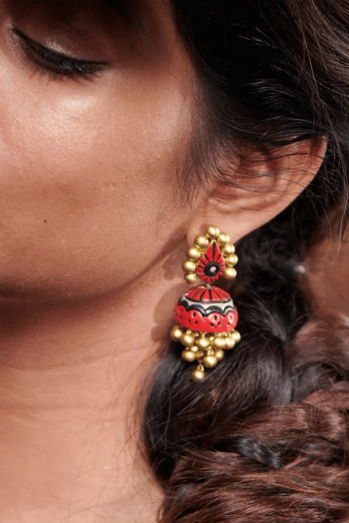 Mridah 'Noor' Handcrafted Terracotta Jhumka Earring