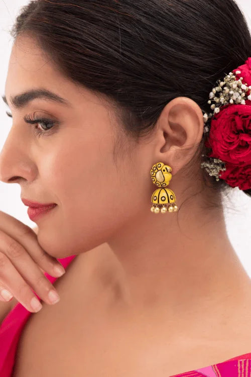 Mridah 'Peacock' Handcrafted Terracotta Jhumka Earring