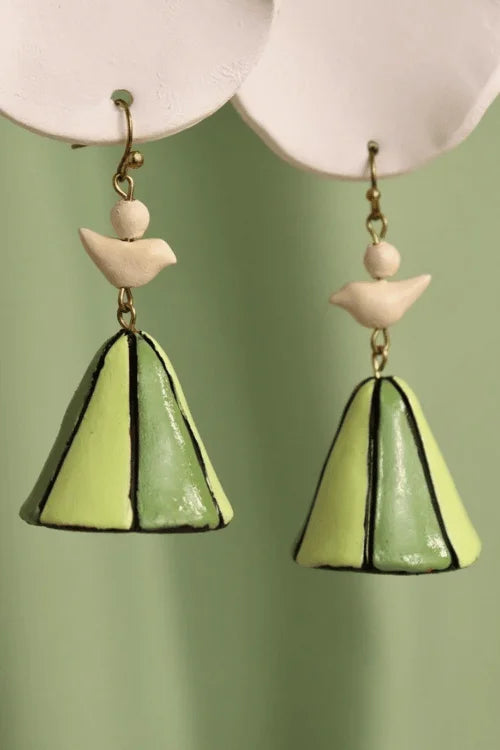 Mridah 'Birdie Bell' Handcrafted Terracotta Bell Jhumka