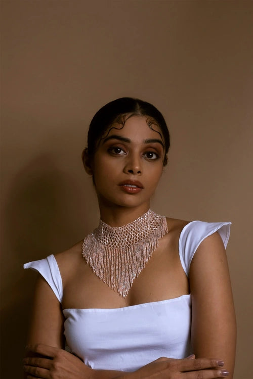 Melo Studio Maharani Peach Hand Beaded Choker