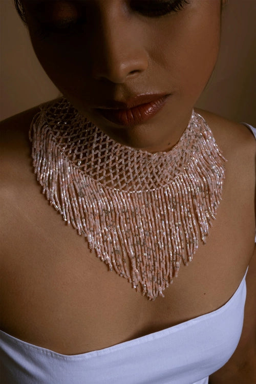 Melo Studio Maharani Peach Hand Beaded Choker