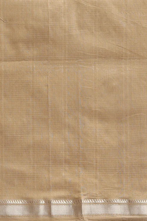 Handweave Maheshwari Handloom Sampangi Sona Pallu Saree With Silver Zari Border.