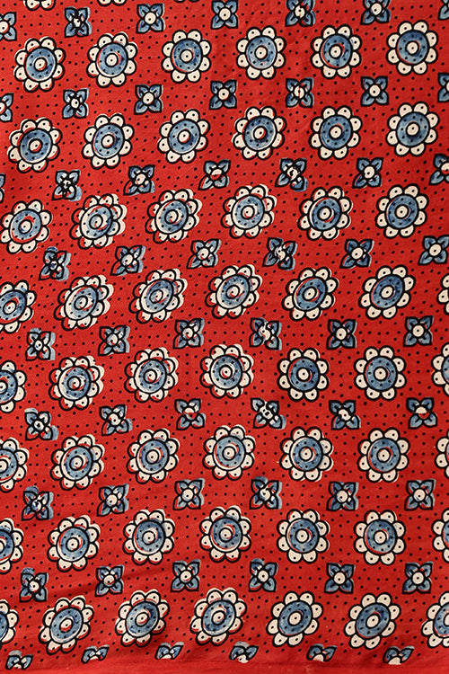 Jahangir Khatri - Red & Green  Ajrakh & Bandhani Modal Saree