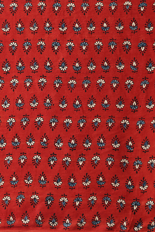 Jahangir Khatri - Red & Magenta Ajrakh & Bandhani Modal Tissue Pallu Saree