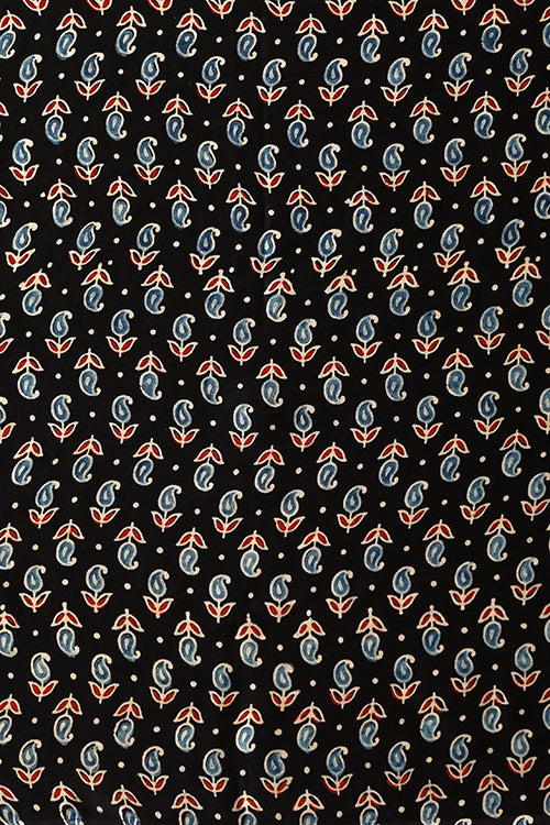 Jahangir Khatri - Black & Sky Blue Ajrakh & Bandhani Modal Saree