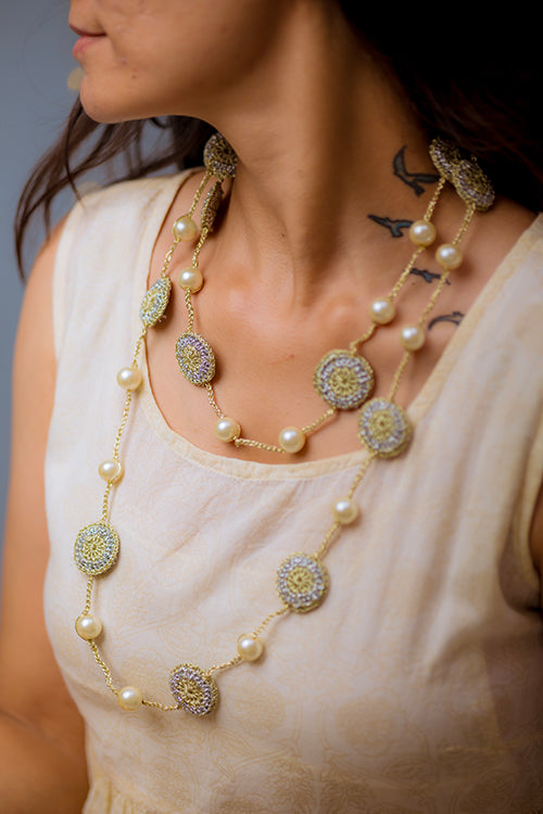 Samoolam Handmade Crochet Nakshatra Necklace - Shimmer