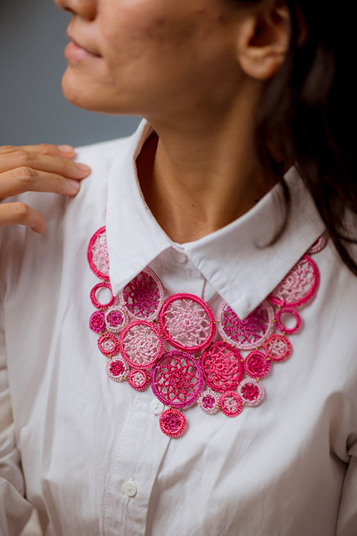 Samoolam Handmade Mandala Necklace Pink