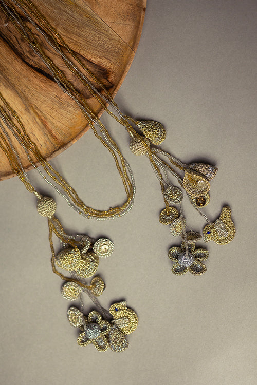 Samoolam Ornate Shimmer Tassels Necklace