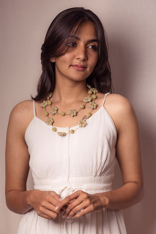 Samoolam Gulnaar Gold Daisy - Bead String Necklace