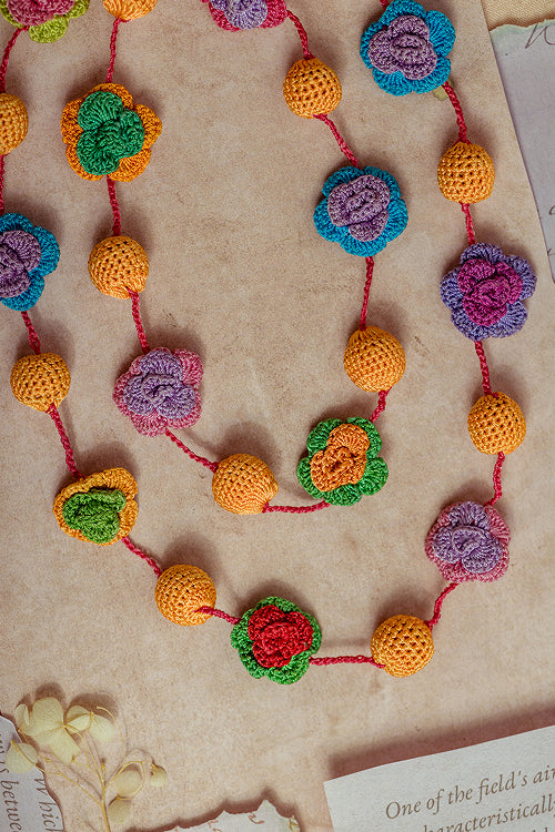Samoolam Gulnaar Colorful Spring Roses - Bead String Necklace
