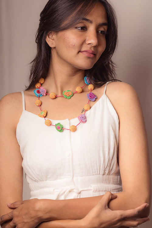 Samoolam Gulnaar Colorful Spring Roses - Bead String Necklace