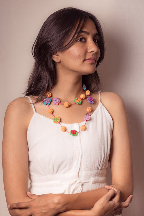 Samoolam Gulnaar Colorful Spring Roses - Bead String Necklace