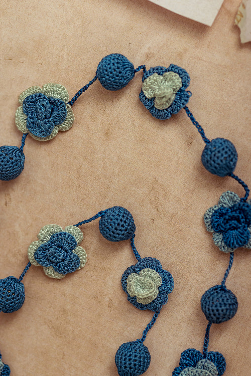 Samoolam Gulnaar Indigo Spring Roses - Bead String Necklace