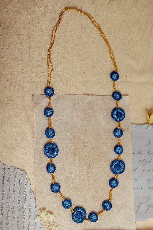 Samoolam Gulnaar Blue Tikkis - Bead Necklace