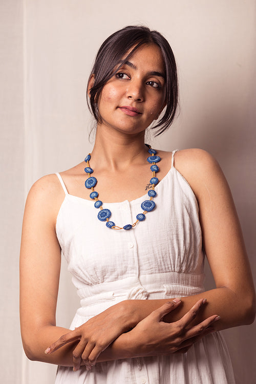 Samoolam Gulnaar Blue Tikkis - Bead Necklace