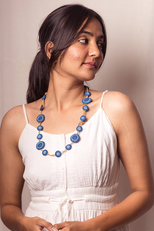 Samoolam Gulnaar Blue Tikkis - Bead Necklace