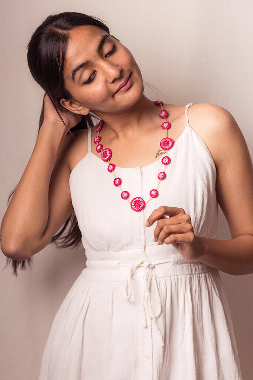 Samoolam Gulnaar Pink Tikkis - Chain Necklace