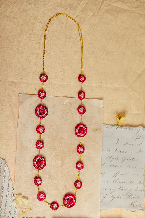 Samoolam Gulnaar Pink Tikkis - Chain Necklace