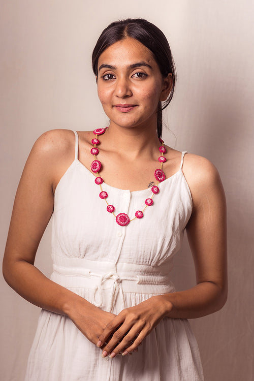 Samoolam Gulnaar Pink Tikkis - Chain Necklace
