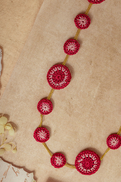 Samoolam Gulnaar Pink Tikkis - Chain Necklace