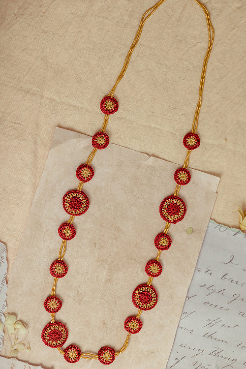 Samoolam Gulnaar Red Tikkis - Bead Necklace