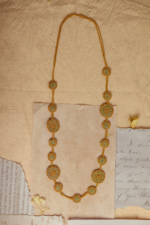 Samoolam Gulnaar Gold Tikkis - Bead Necklace