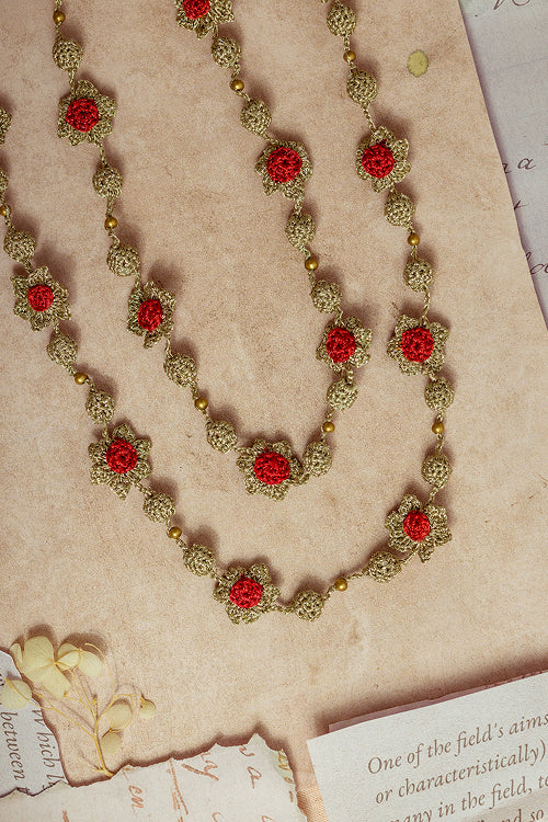 Samoolam Gulnaar Gold Daisies - Bead Necklace