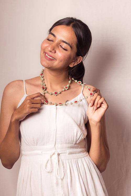Samoolam Gulnaar Gold Daisies - Bead Necklace