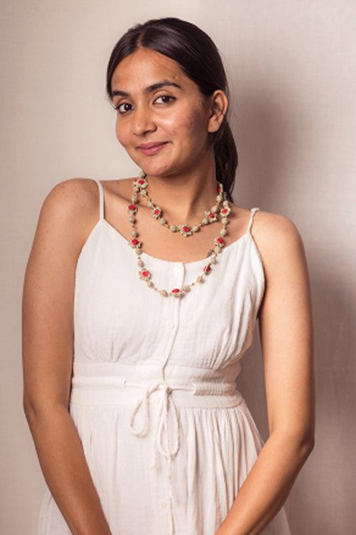 Samoolam Gulnaar Gold Daisies - Bead Necklace